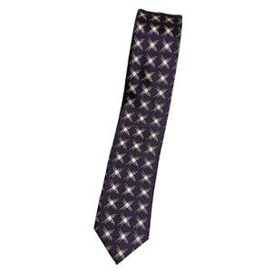TED BAKER Men's 100% Silk Necktie DESIGNER Tie Purple Geometric W:2.2" EUC